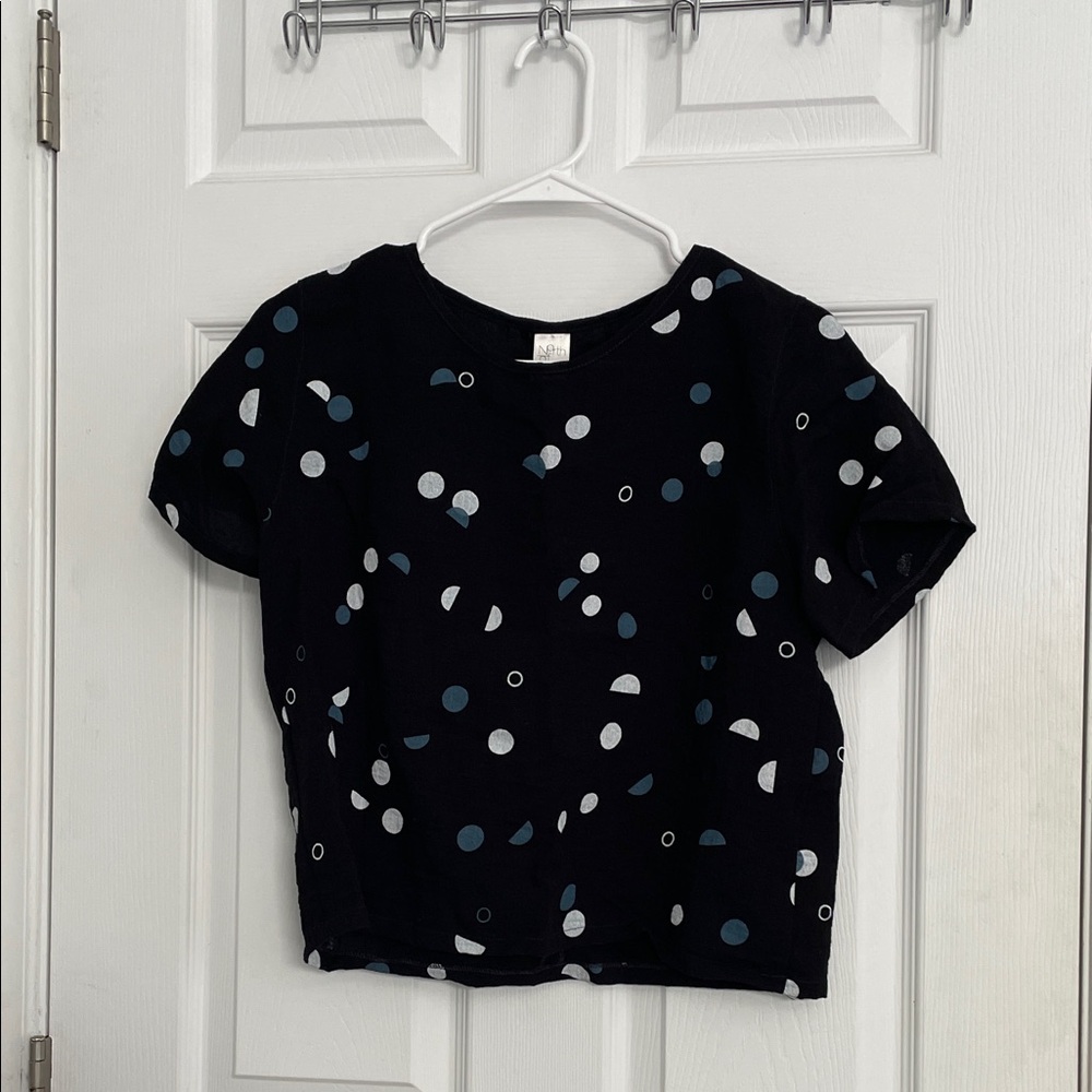 Women’s Black Short-Sleeve Dot Print Tee